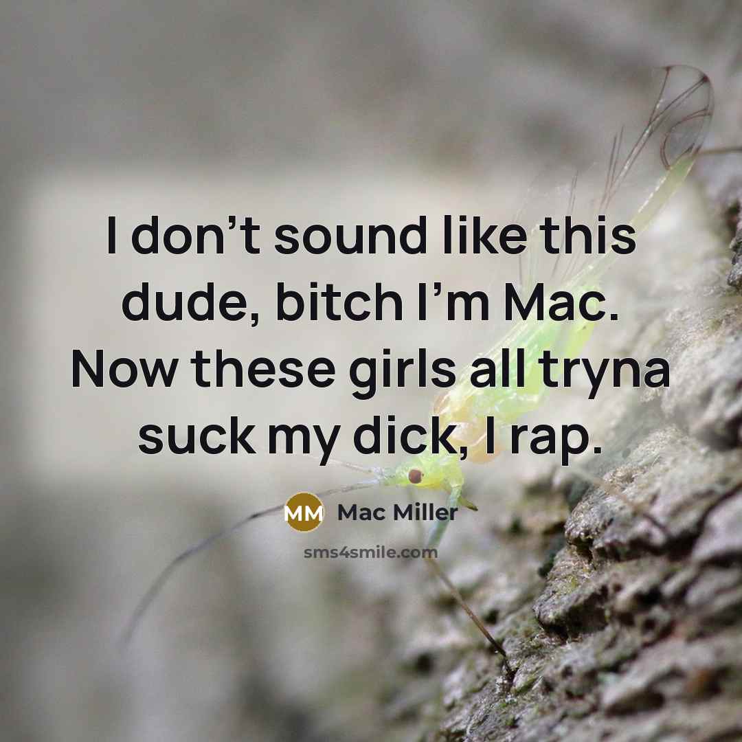 “I don't sound like this dude, bitch I'm Mac. Now these girls all tryna suck my dick, I rap.” quote by Mac Miller