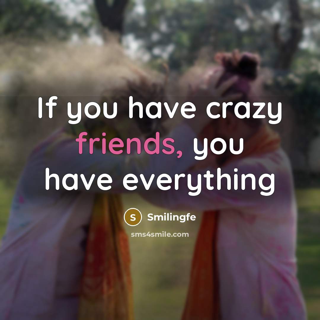 “If you have crazy friends, you have everything…” quote by Smilingfe