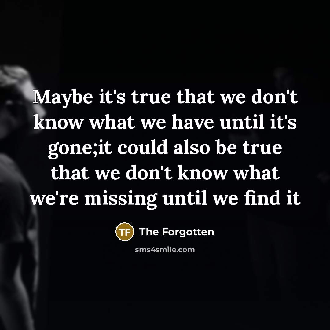 “Maybe it's true that we don't know what we have…” quote by The Forgotten