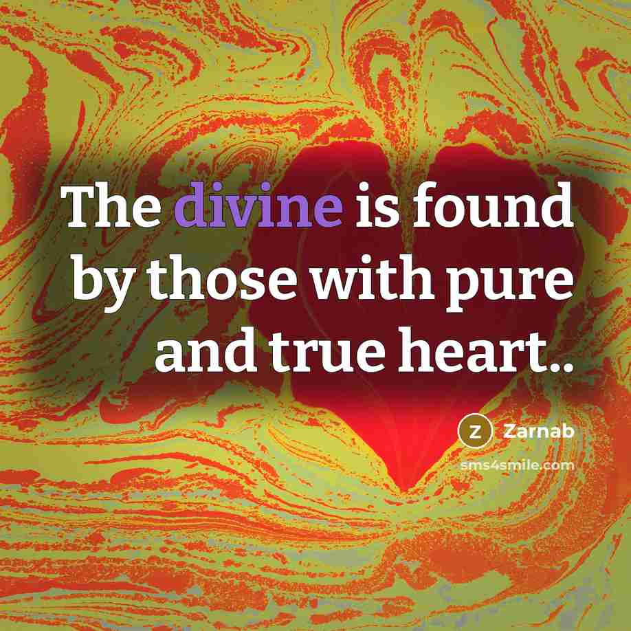 “The divine is found by those with pure and true…” quote by Zarnab