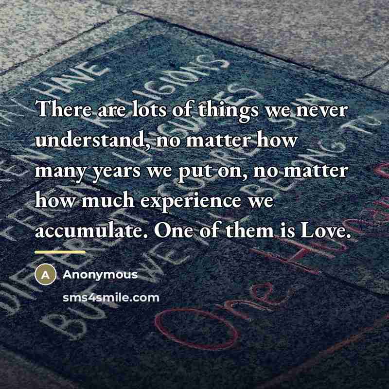 “There are lots of things we never understand, no matter…” quote by Anonymous