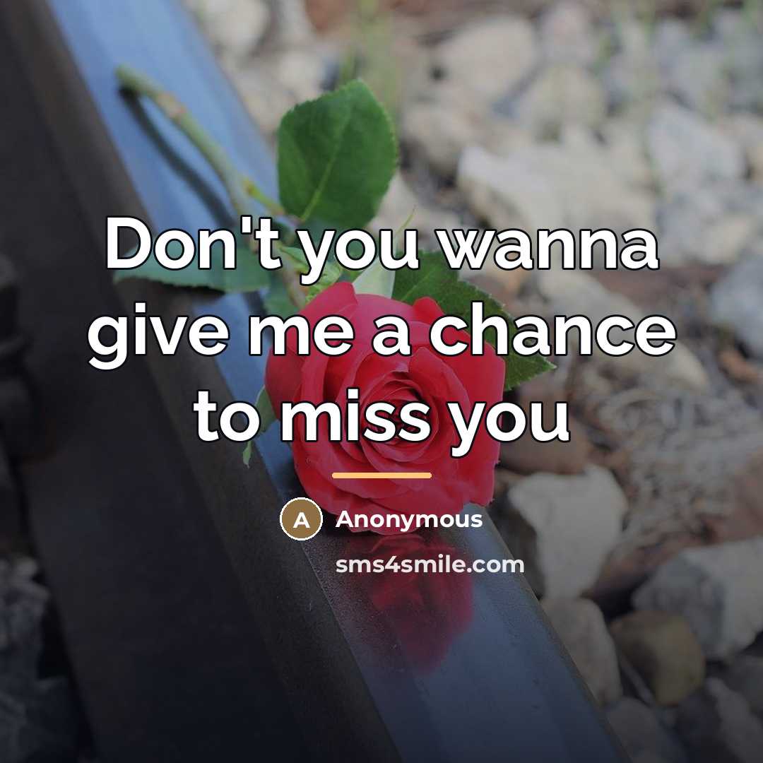 “Don't you wanna give me a chance to miss you…” quote by Anonymous