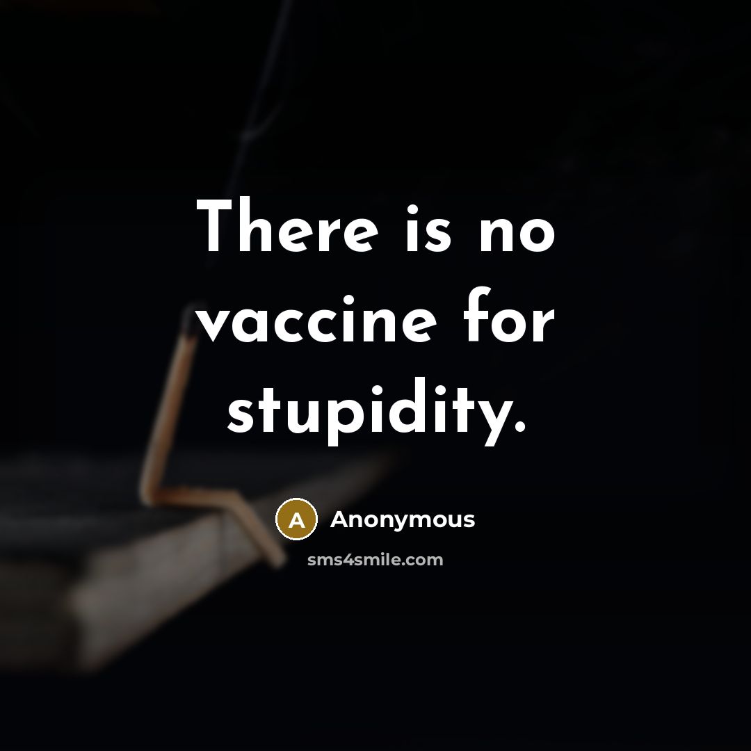 “There is no vaccine for stupidity.…” quote by Anonymous
