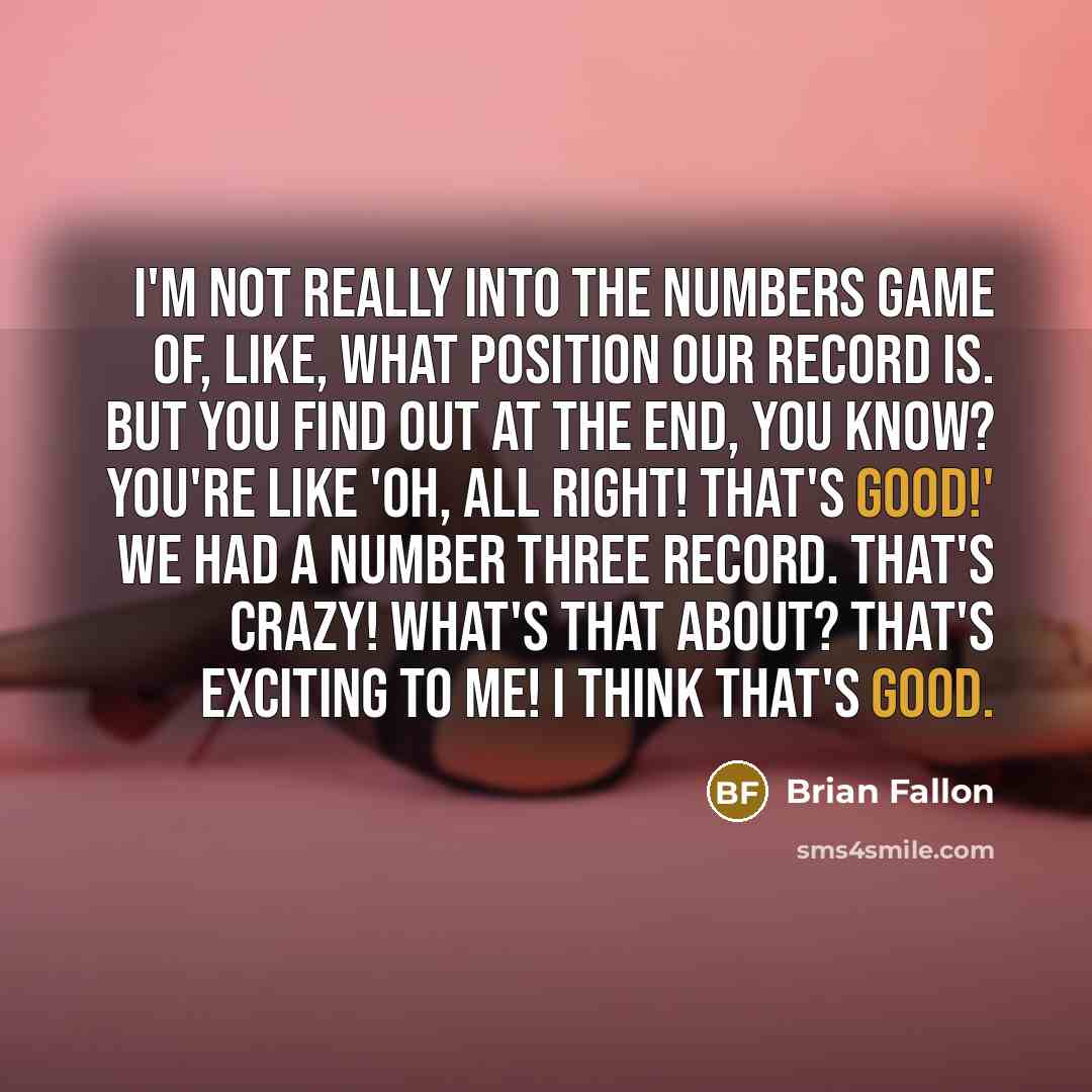 “I'm not really into the numbers game of, like, what…” quote by Brian Fallon