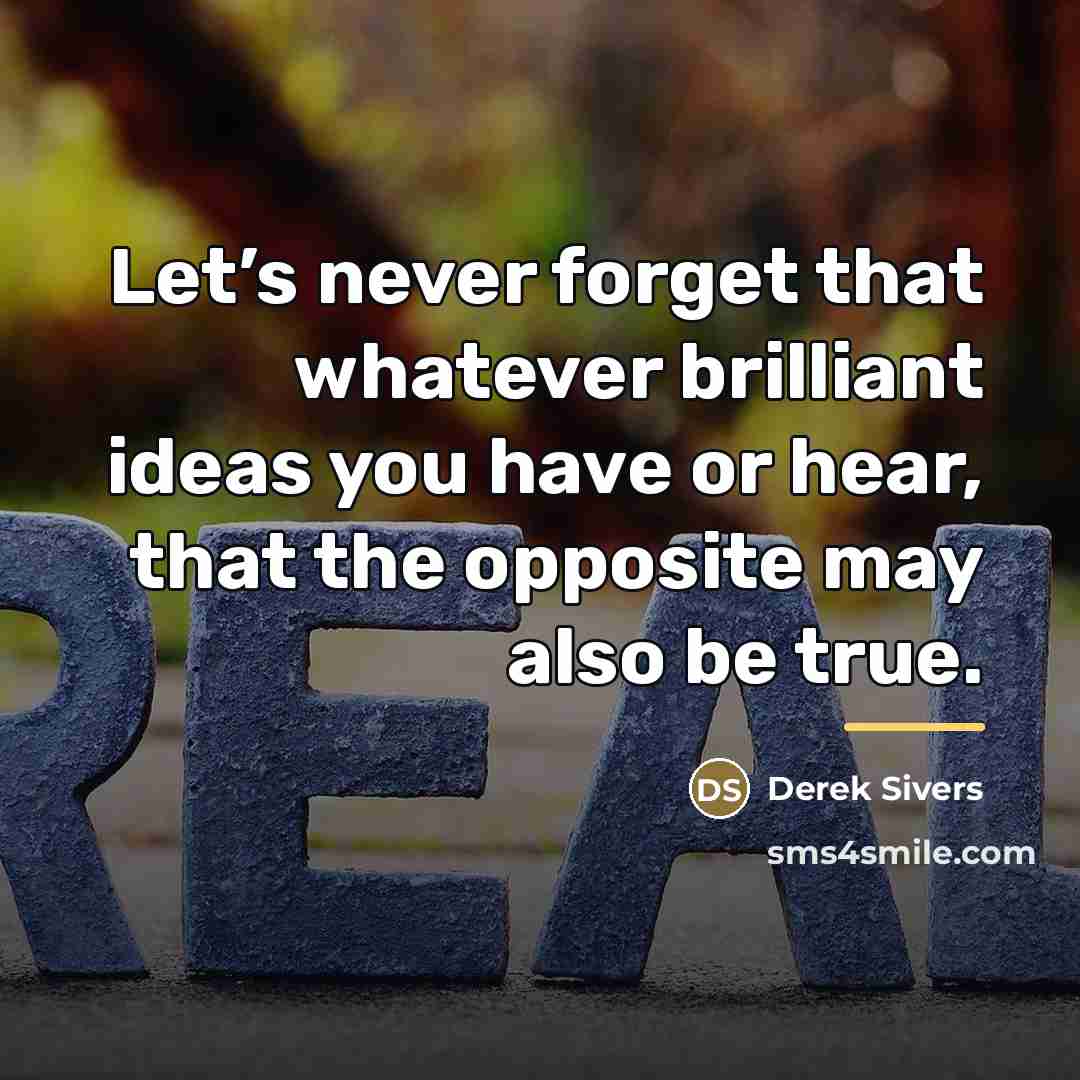 “Let’s never forget that whatever brilliant ideas you have or…” quote by Derek Sivers