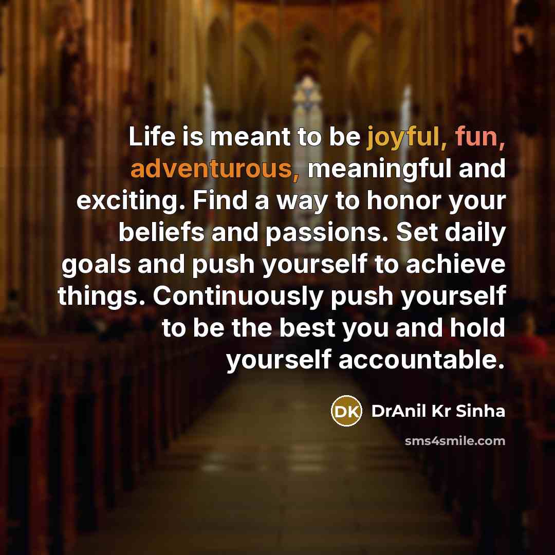 “Life is meant to be joyful, fun, adventurous, meaningful and…” quote by DrAnil Kr Sinha