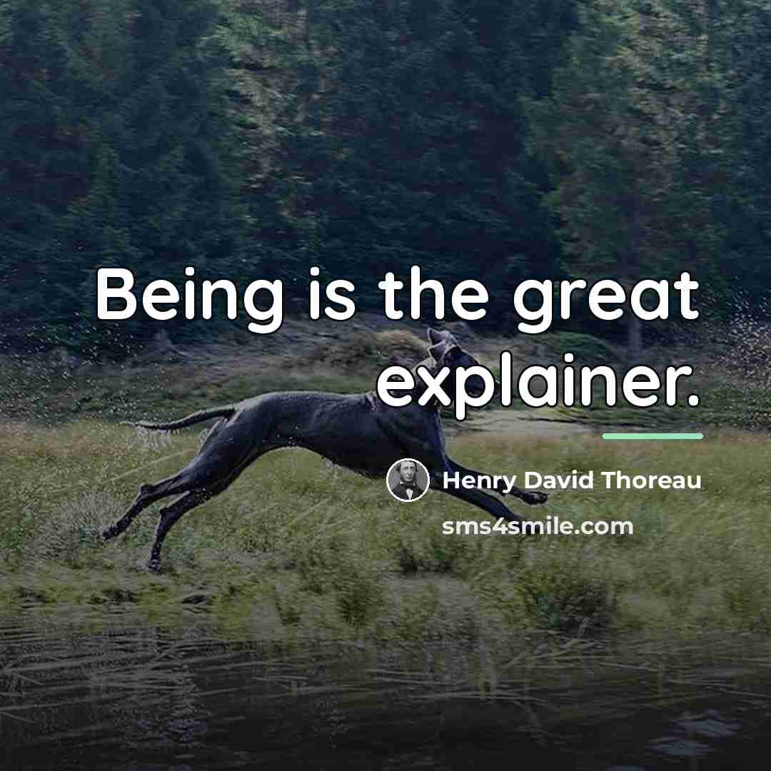“Being is the great explainer.…” quote by Henry David Thoreau
