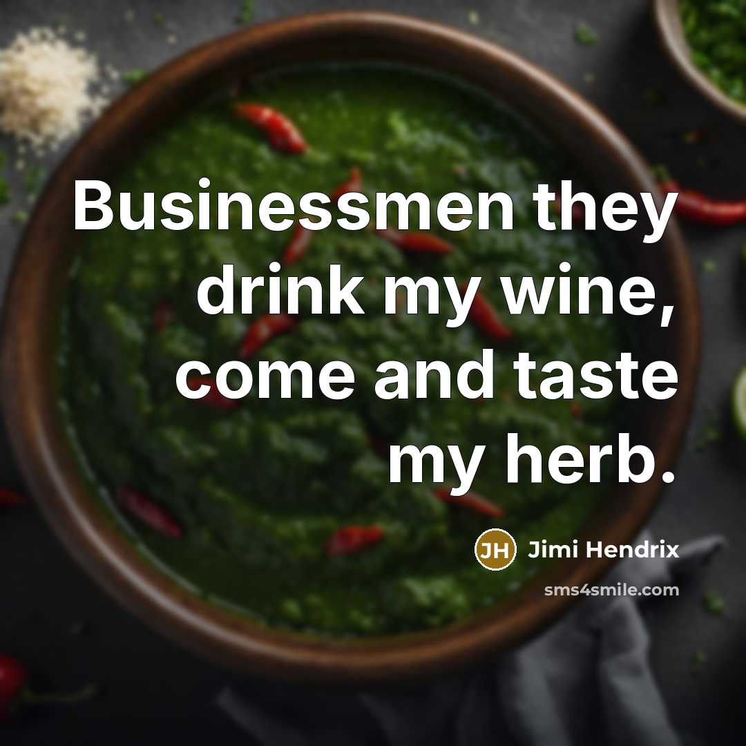 “Businessmen they drink my wine, come and taste my herb.…” quote by Jimi Hendrix