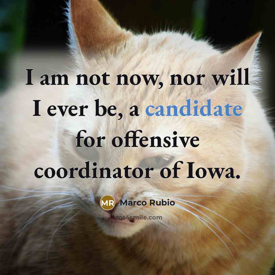 “I am not now, nor will I ever be, a candidate for offensive coordinator of Iowa.” quote by Marco Rubio