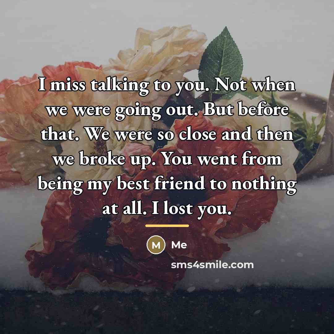 “I miss talking to you. Not when we were going…” quote by Me