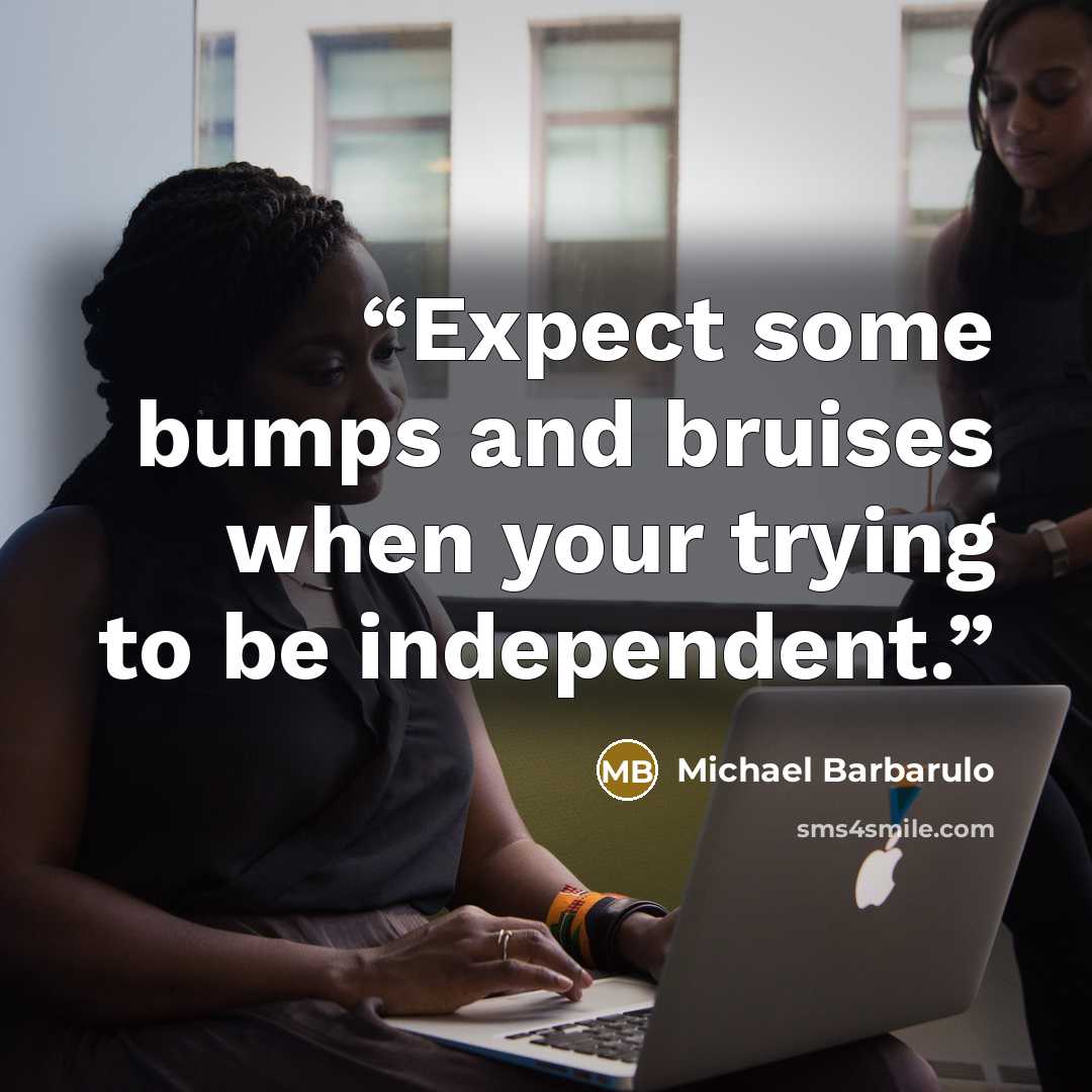 “Expect some bumps and bruises when your trying to be independent.” quote by Michael Barbarulo