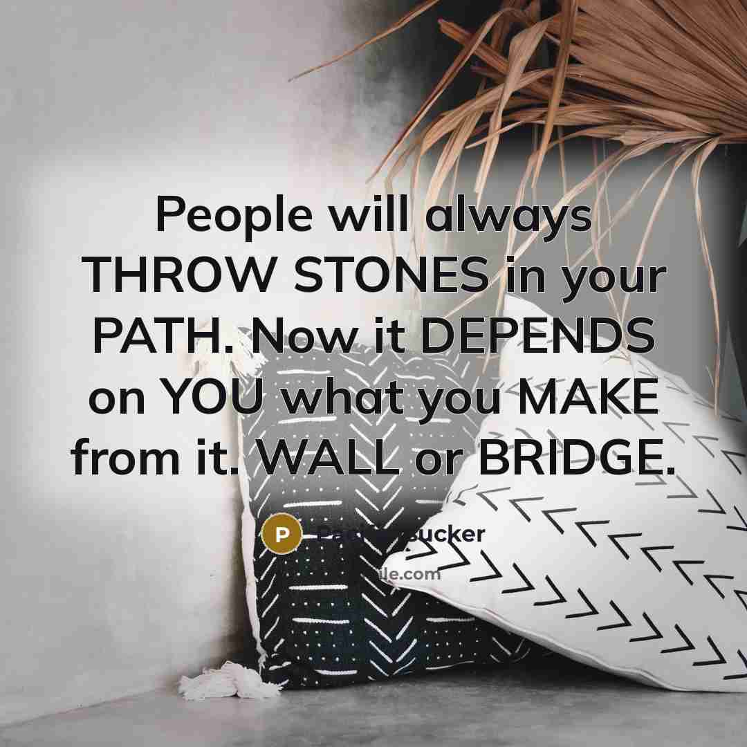 “People will always THROW STONES in your PATH. Now it…” quote by Pacifiersucker