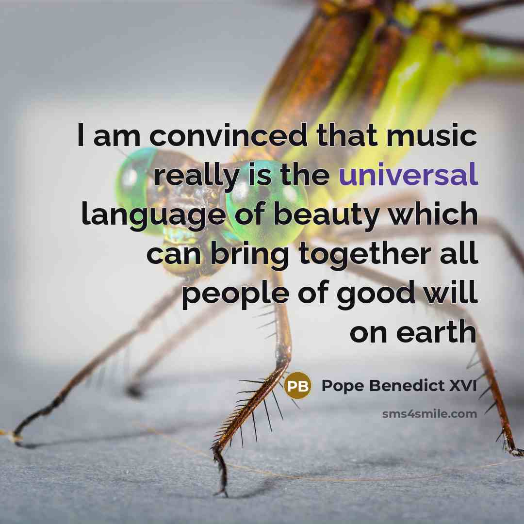 “I am convinced that music really is the universal language…” quote by Pope Benedict XVI