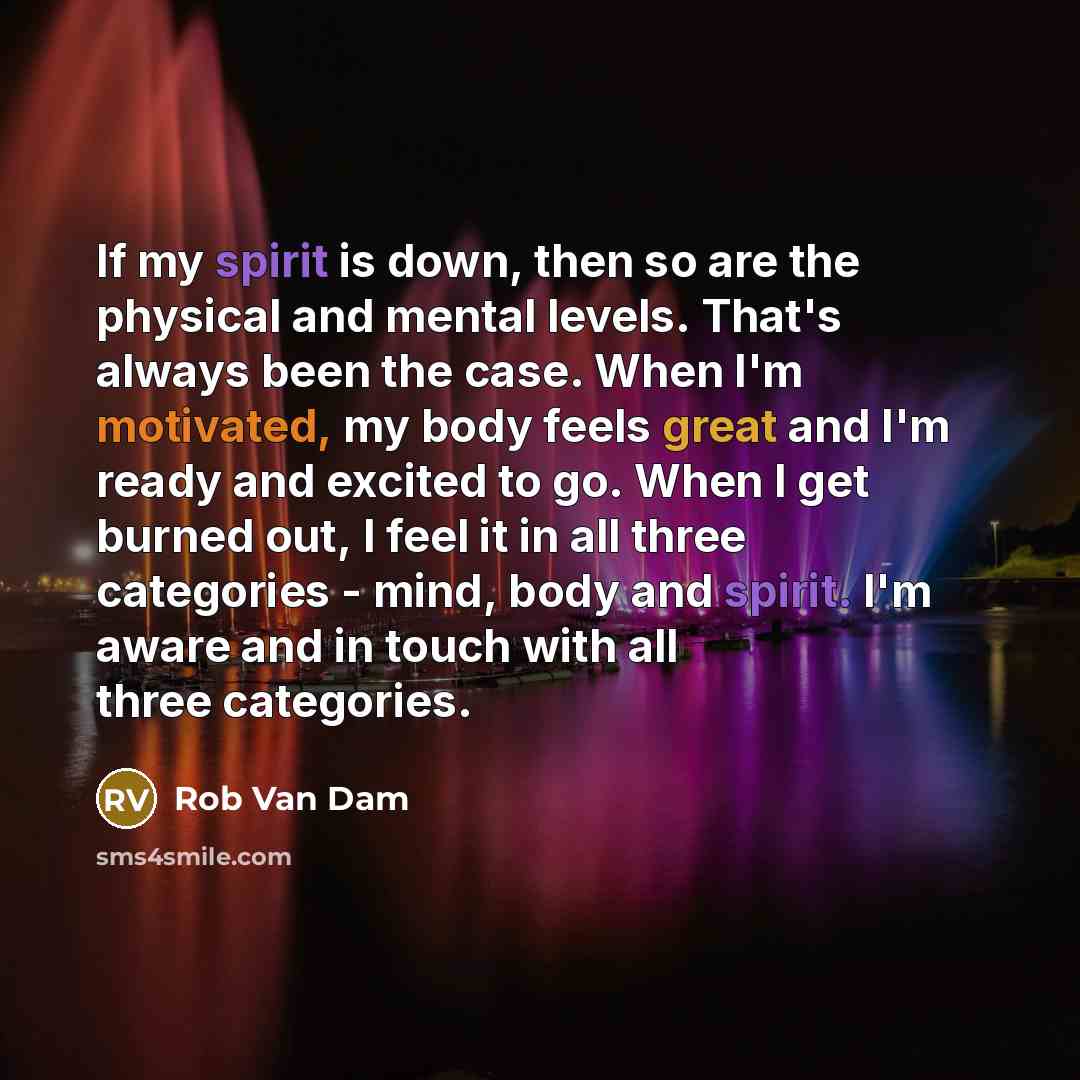 “If my spirit is down, then so are the physical…” quote by Rob Van Dam
