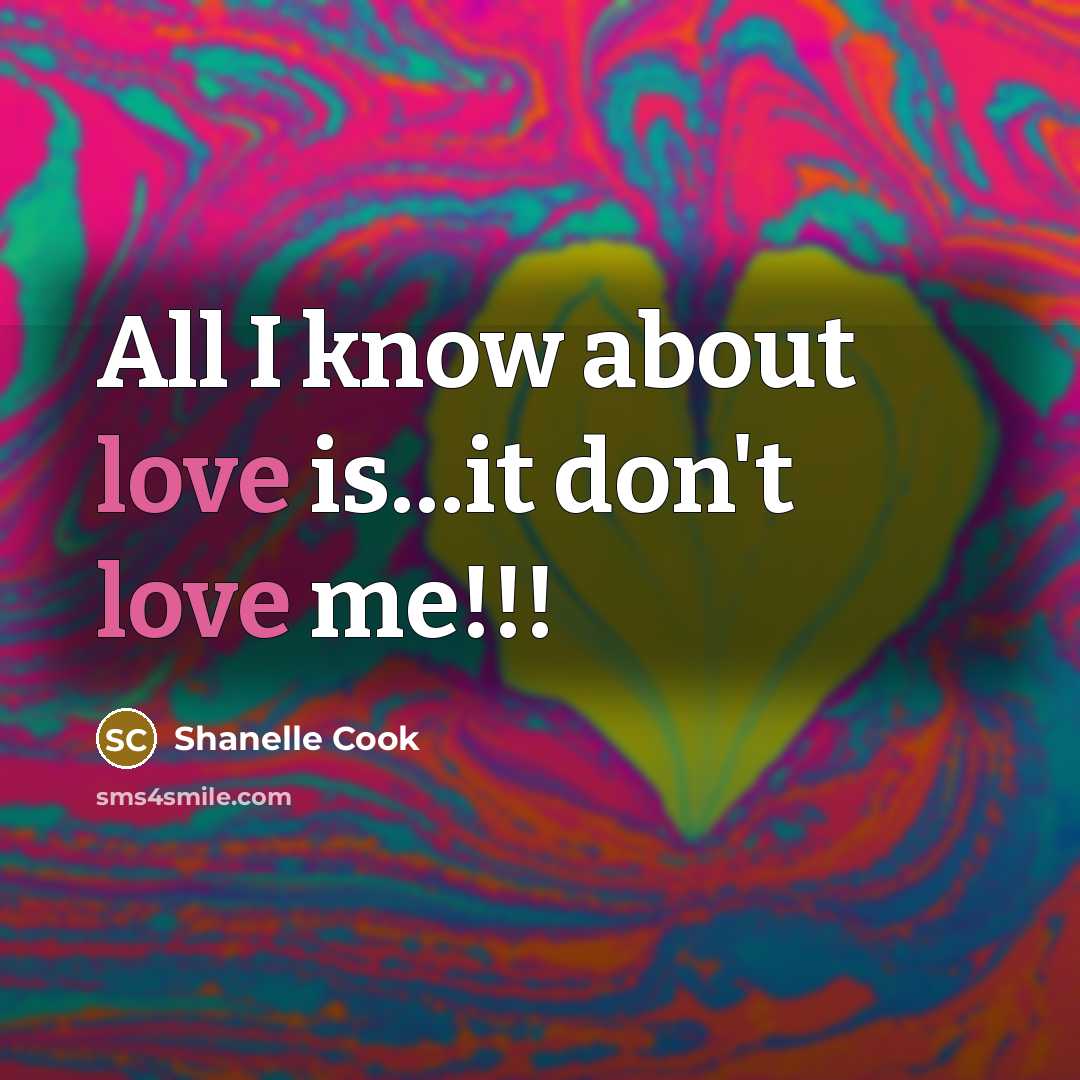 “All I know about love is…it don't love me!!!” quote by Shanelle Cook