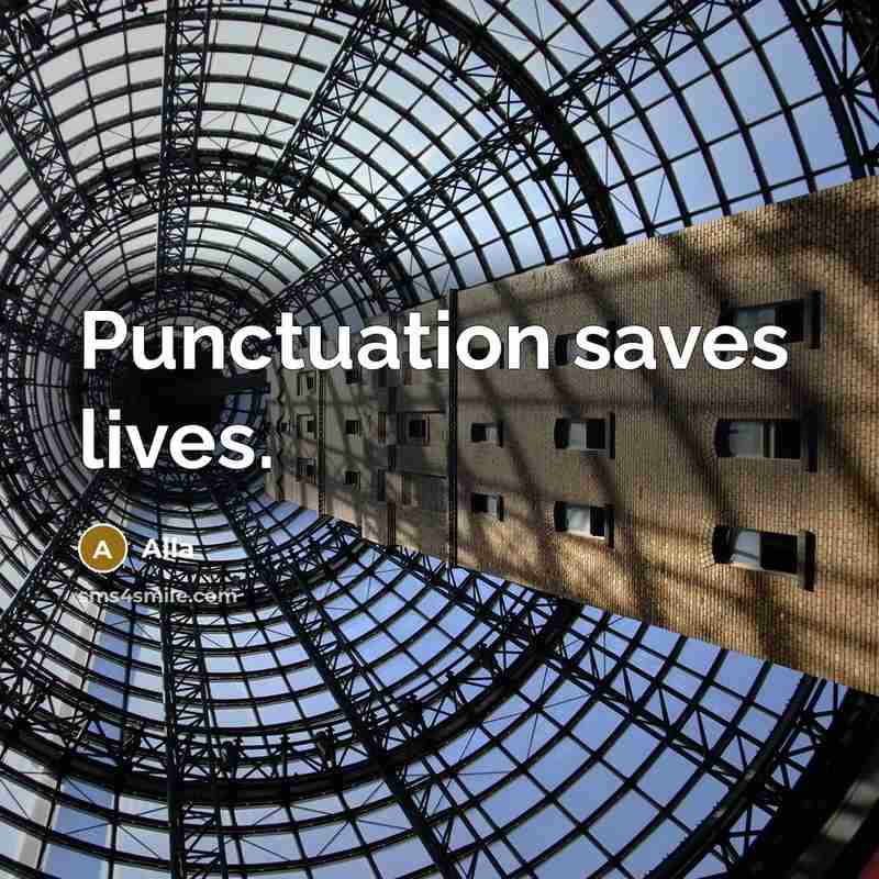 “Punctuation saves lives.” quote by Alla