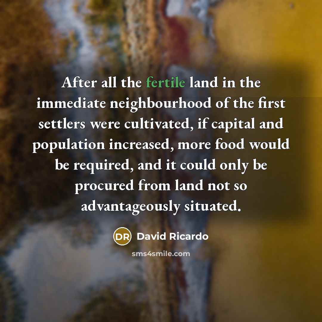 “After all the fertile land in the immediate neighbourhood of…” quote by David Ricardo