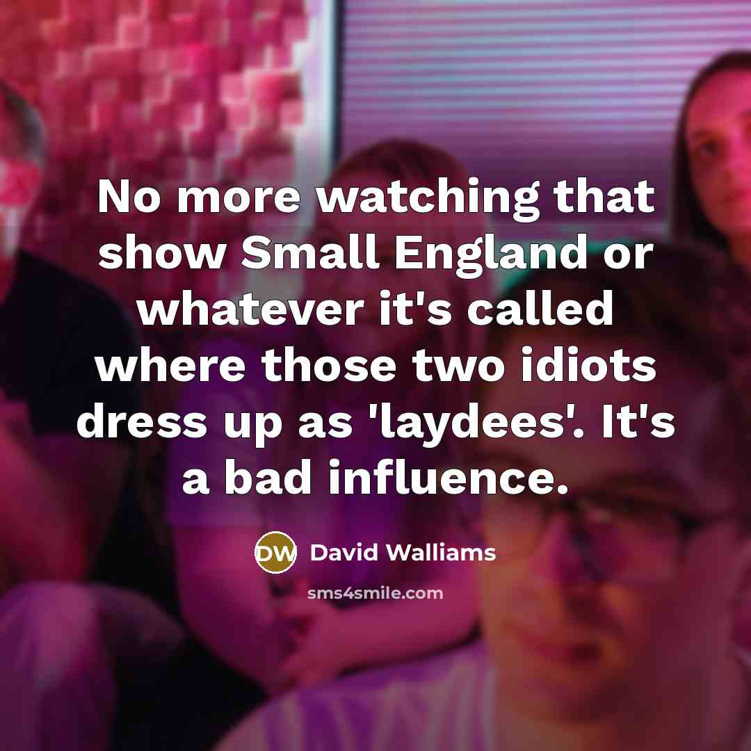 “No more watching that show Small England or whatever it's…” quote by David Walliams
