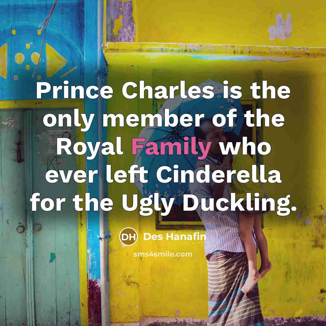 “Prince Charles is the only member of the Royal Family who ever left Cinderella for the Ugly Duckling.” quote by Des Hanafin
