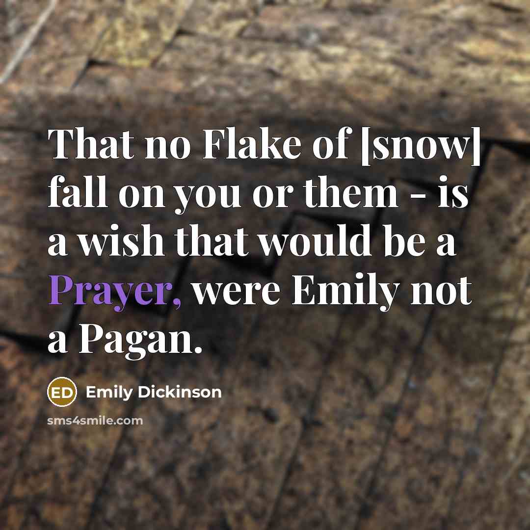 “That no Flake of [snow] fall on you or them…” quote by Emily Dickinson