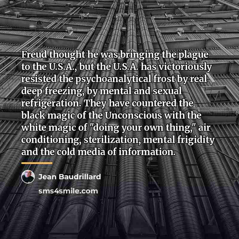 “Freud thought he was bringing the plague to the U.S.A.,…” quote by Jean Baudrillard