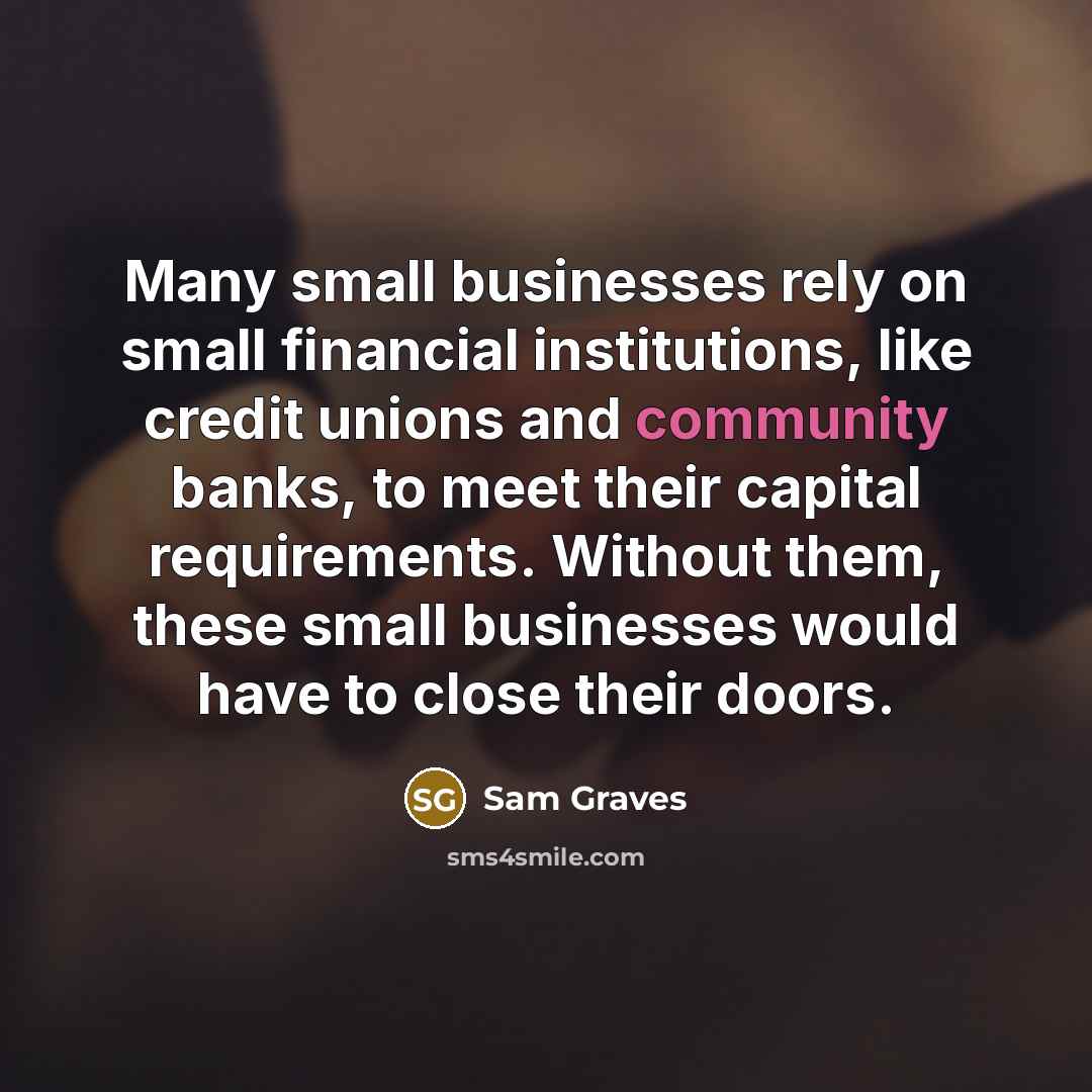 “Many small businesses rely on small financial institutions, like credit…” quote by Sam Graves