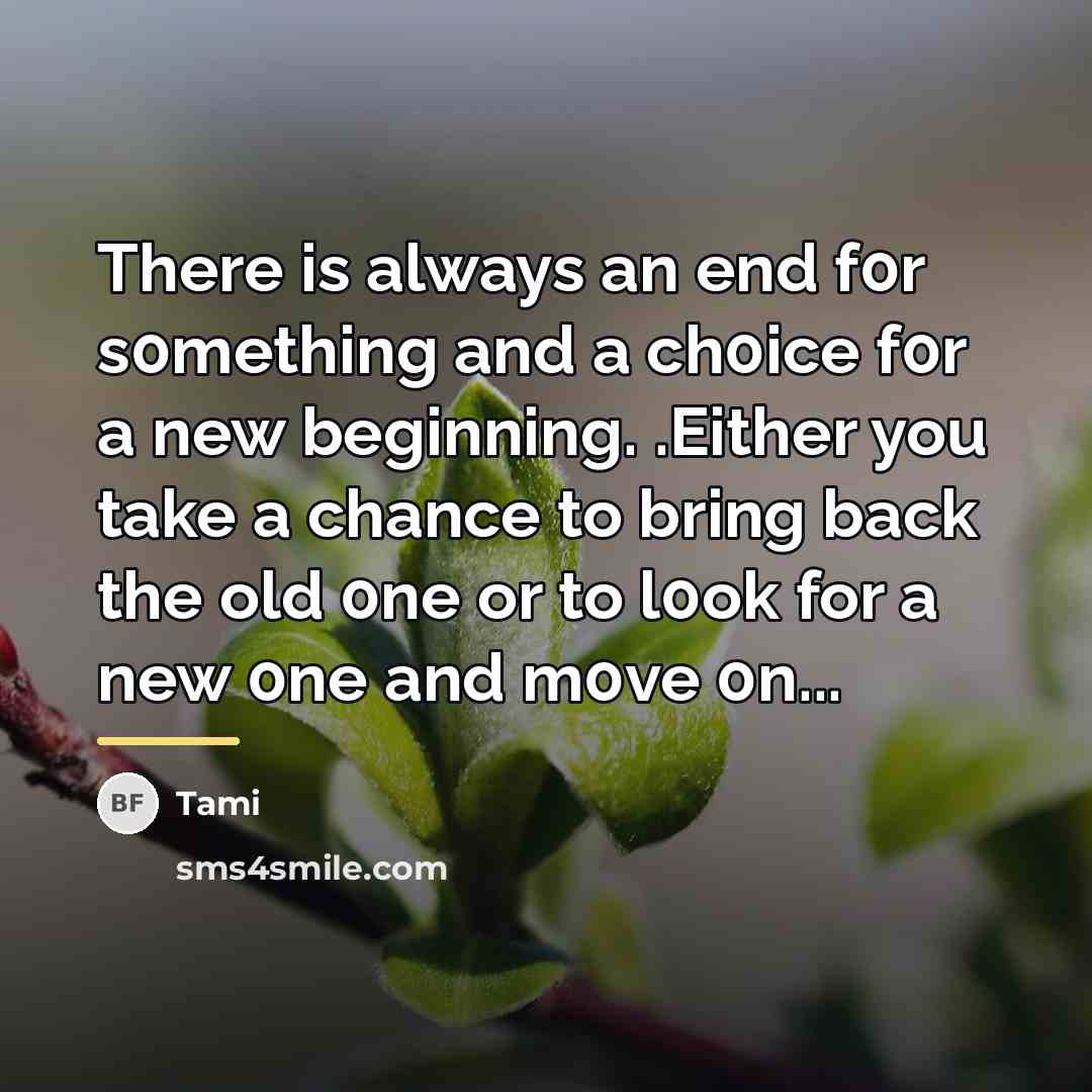 “There is always an end f0r s0mething and a ch0ice…” quote by Tami