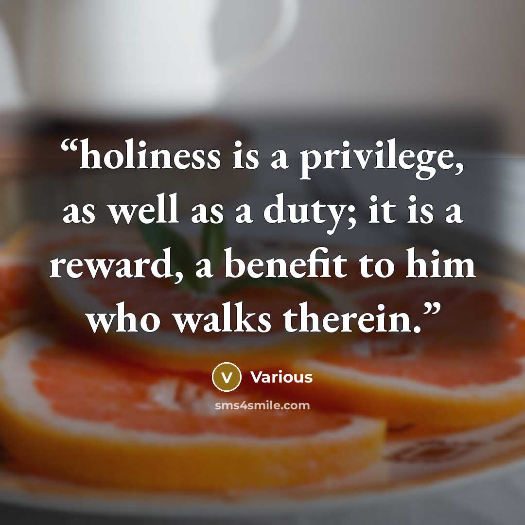 “holiness is a privilege, as well as a duty; it is a reward, a benefit to him who walks therein.” quote by Various