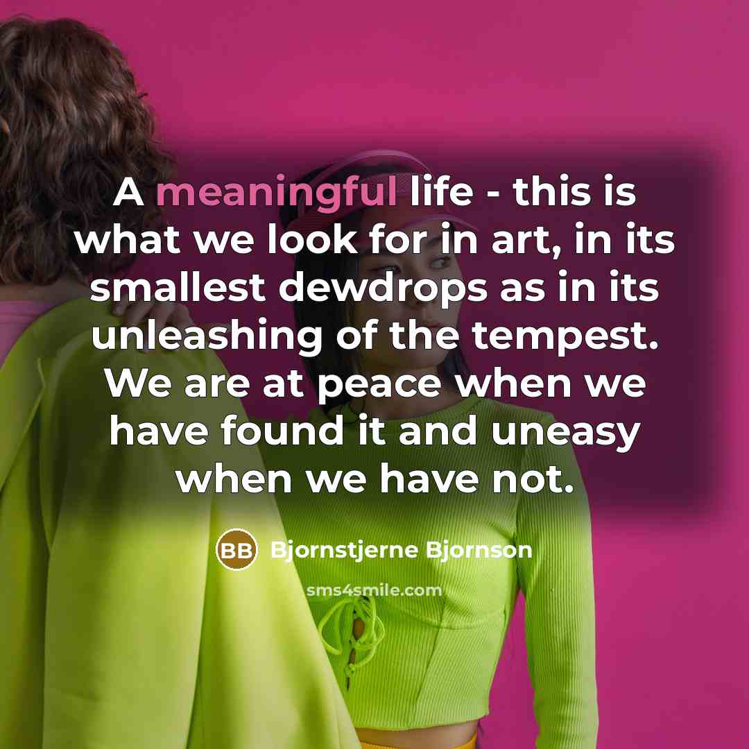 “A meaningful life - this is what we look for…” quote by Bjornstjerne Bjornson