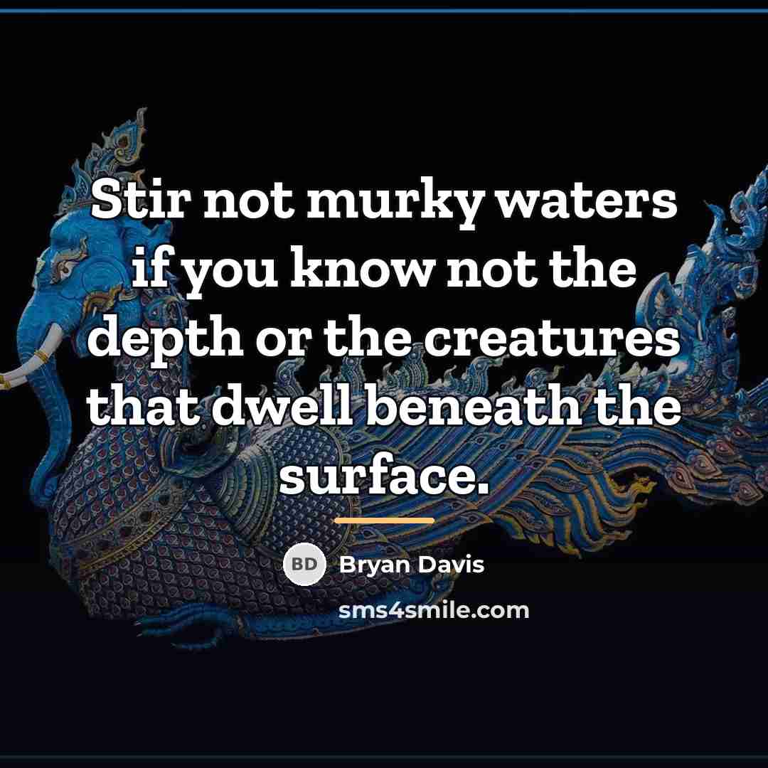 “Stir not murky waters if you know not the depth…” quote by Bryan Davis