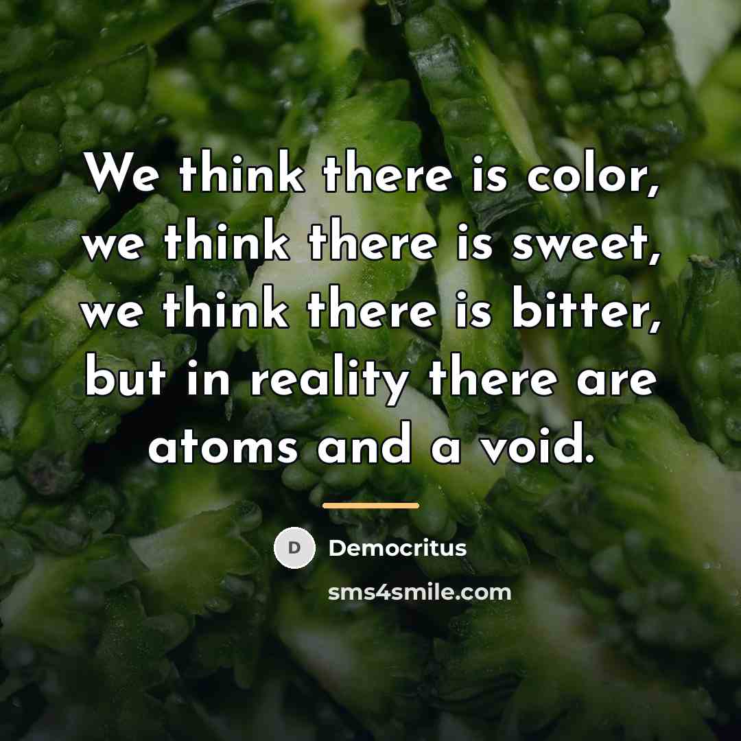 “We think there is color, we think there is sweet,…” quote by Democritus