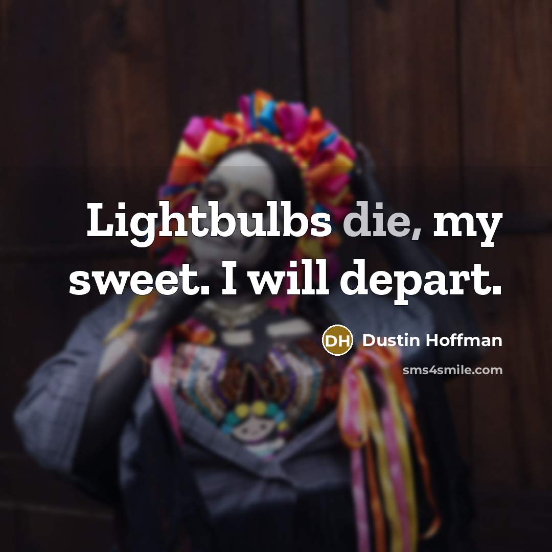 “Lightbulbs die, my sweet. I will depart.…” quote by Dustin Hoffman