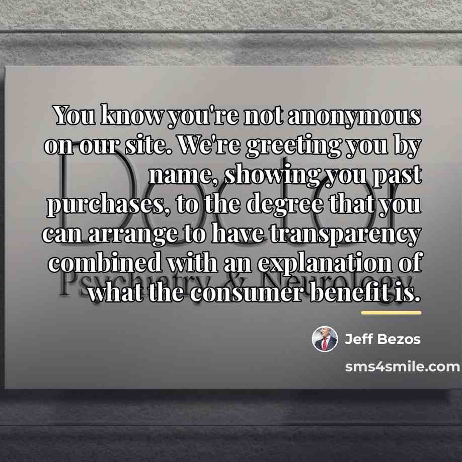 “You know you're not anonymous on our site. We're greeting…” quote by Jeff Bezos