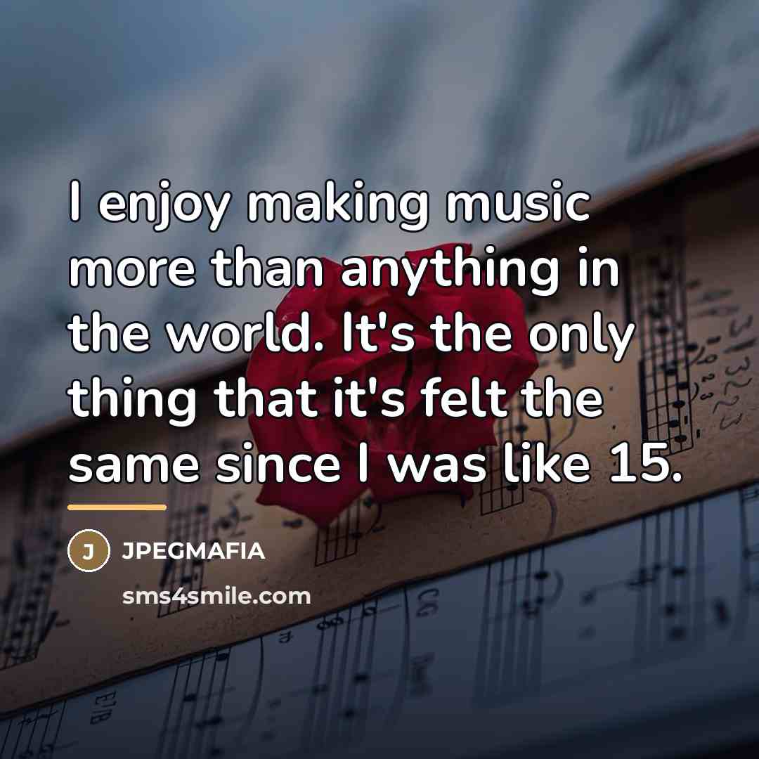 “I enjoy making music more than anything in the world.…” quote by JPEGMAFIA