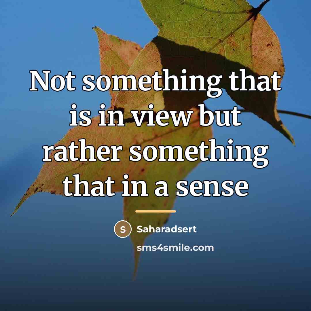 “Not something that is in view but rather something that…” quote by Saharadsert