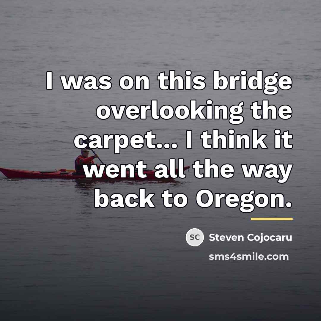 “I was on this bridge overlooking the carpet... I think…” quote by Steven Cojocaru