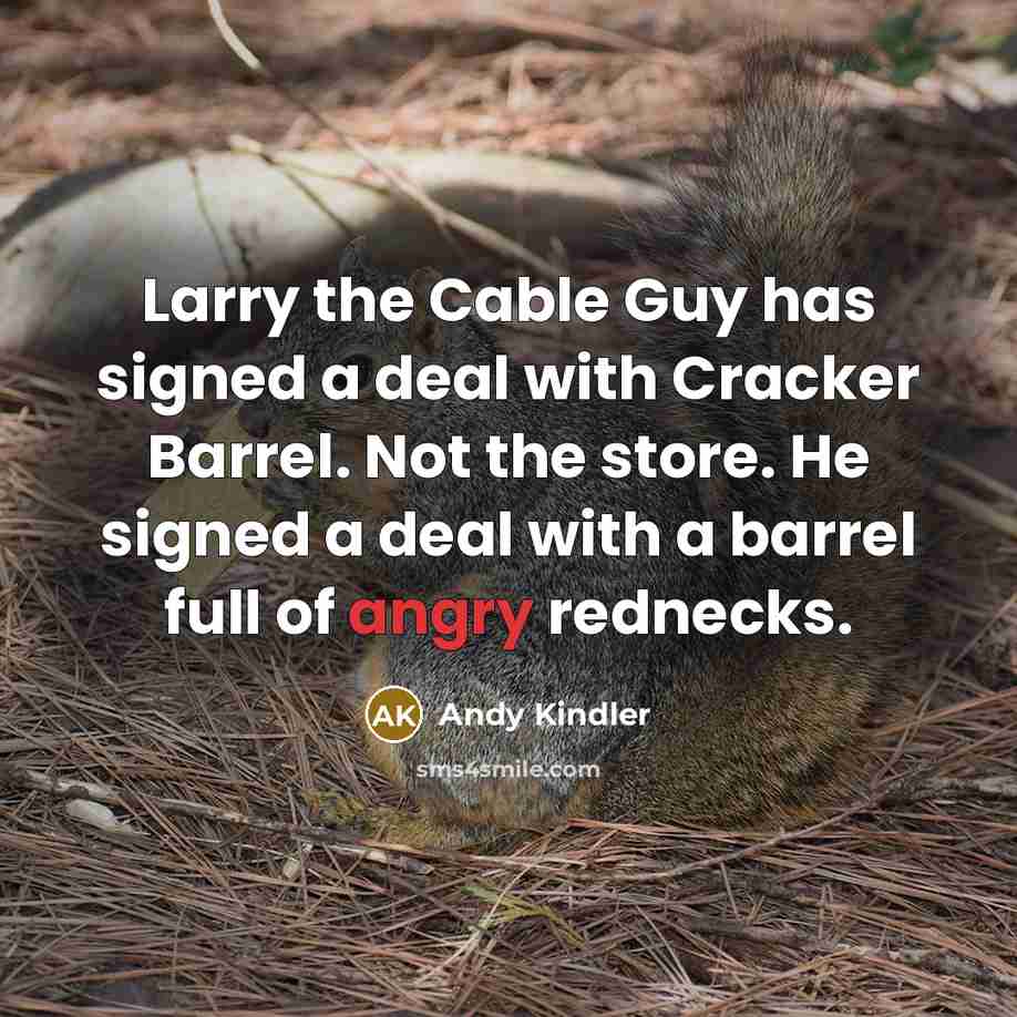 “Larry the Cable Guy has signed a deal with Cracker…” quote by Andy Kindler