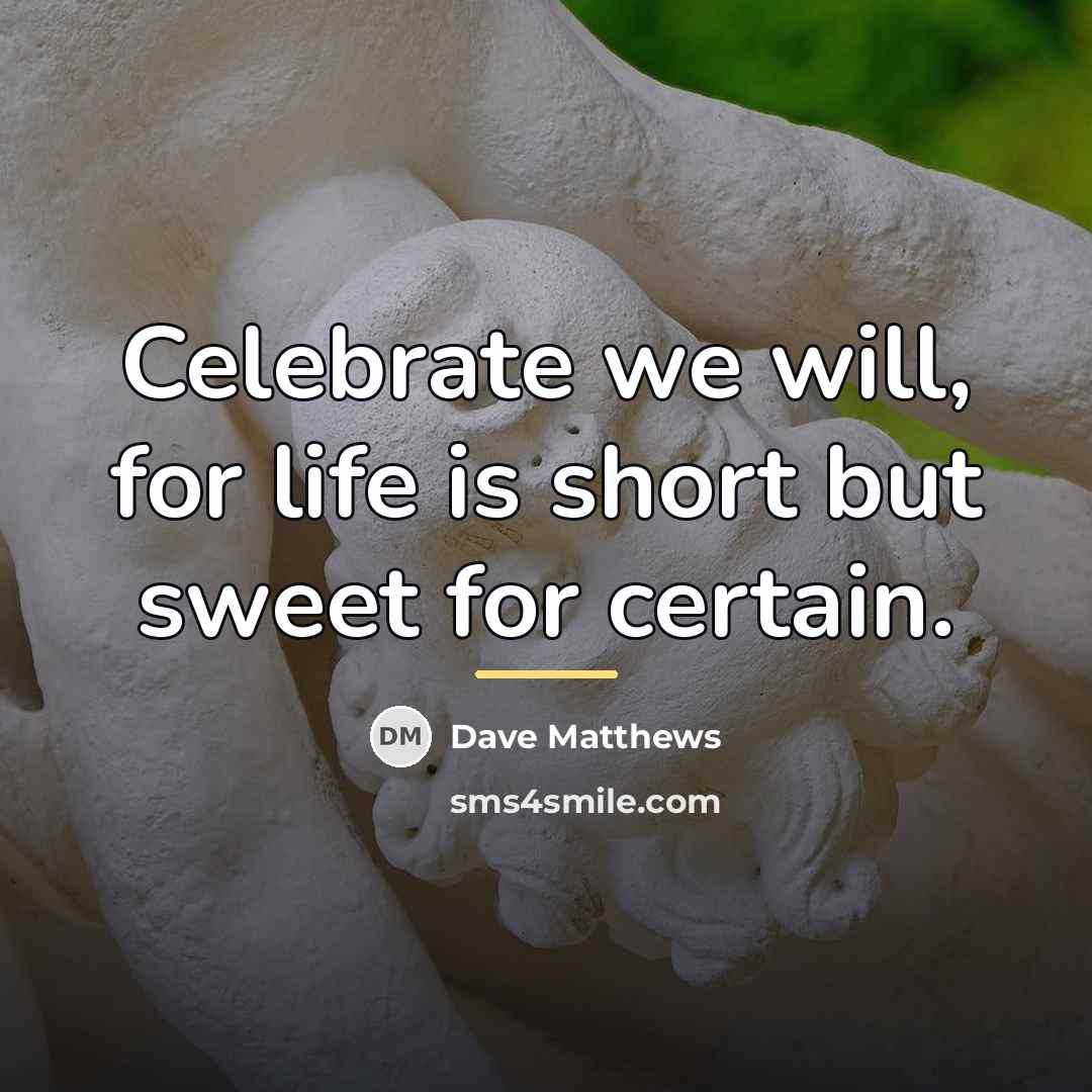 “Celebrate we will, for life is short but sweet for…” quote by Dave Matthews