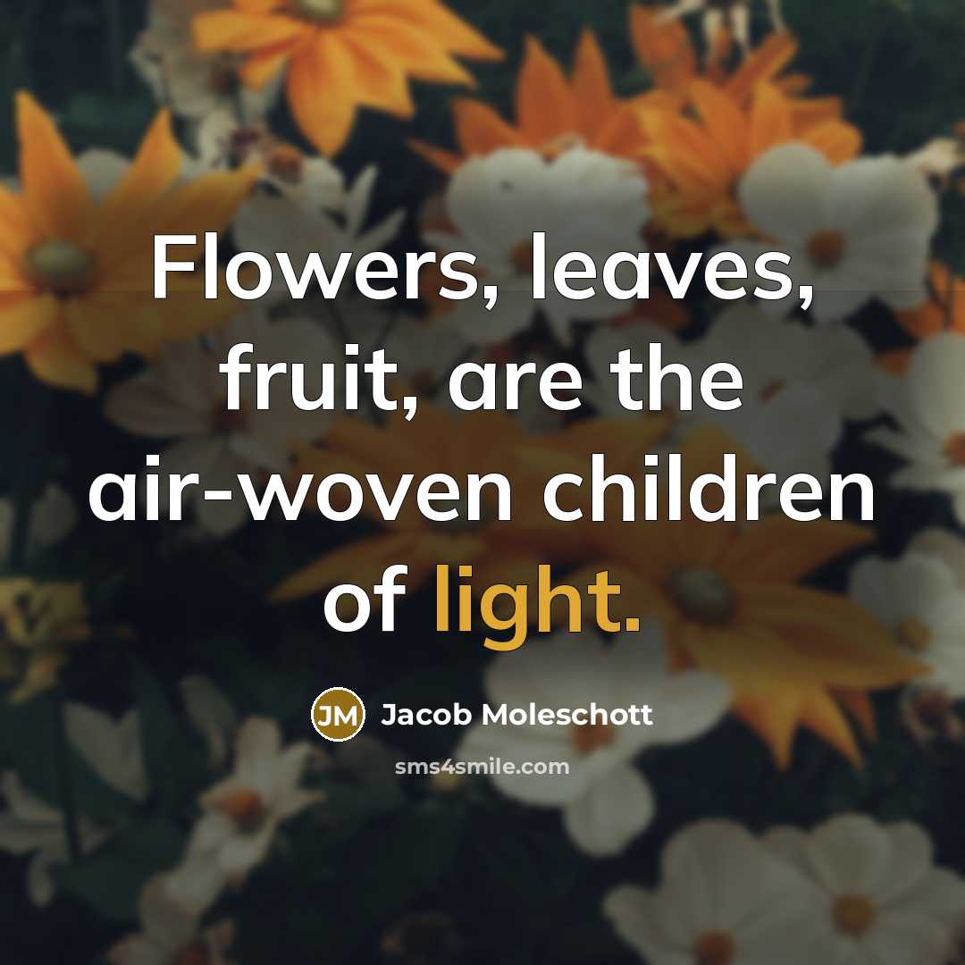“Flowers, leaves, fruit, are the air-woven children of light.…” quote by Jacob Moleschott