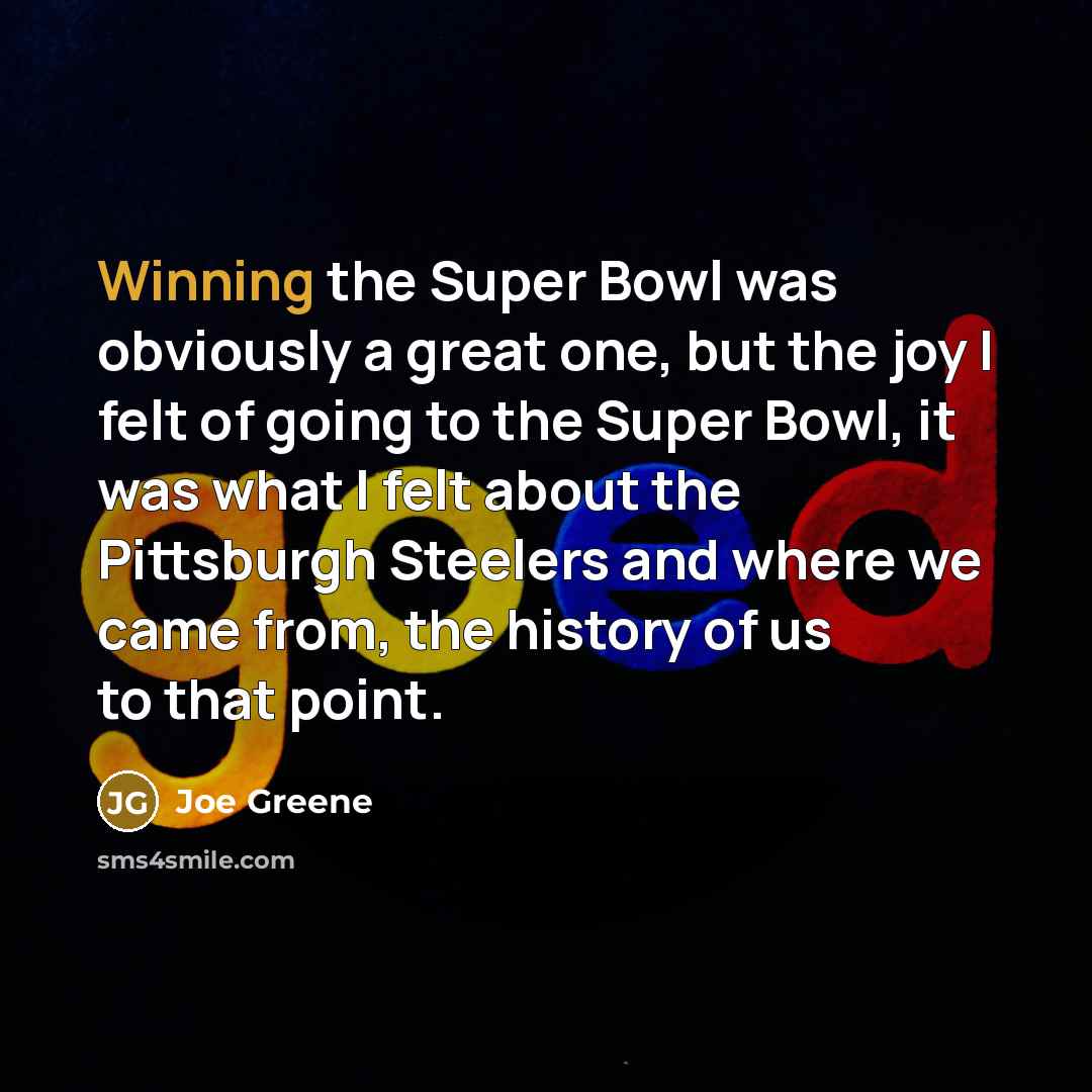 “Winning the Super Bowl was obviously a great one, but…” quote by Joe Greene