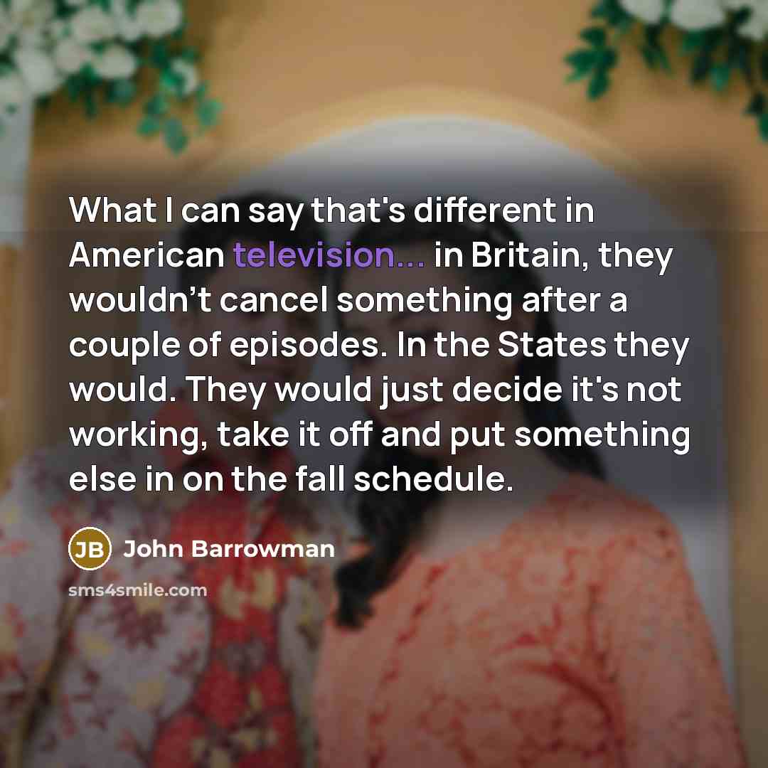 “What I can say that's different in American television... in Britain, they wouldn't cancel something after a couple of episodes. In the States they would. They would just decide it's not working, take it off and put something else in on the fall schedule.” quote by John Barrowman