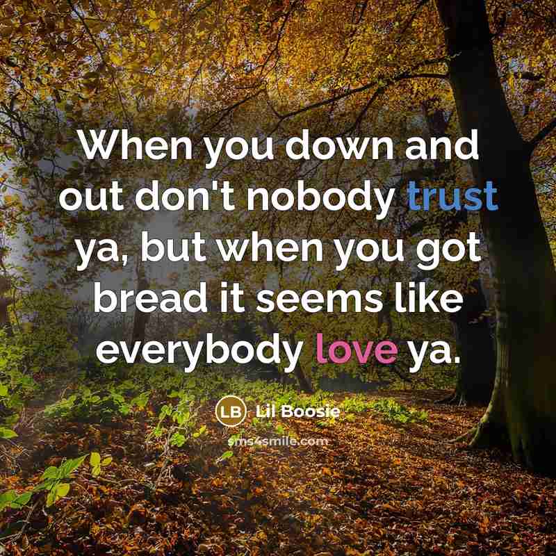 “When you down and out don't nobody trust ya, but…” quote by Lil Boosie