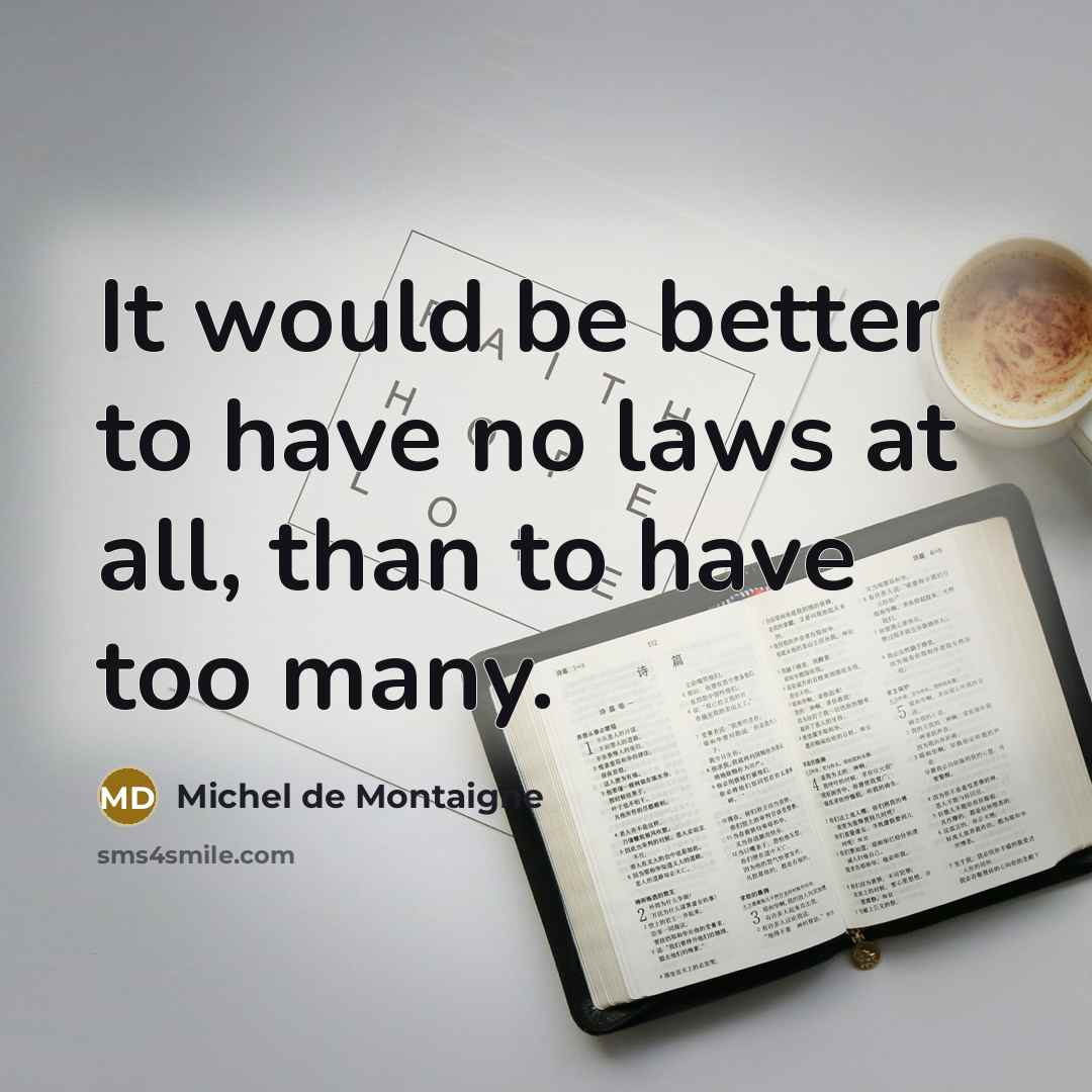 “It would be better to have no laws at all,…” quote by Michel de Montaigne