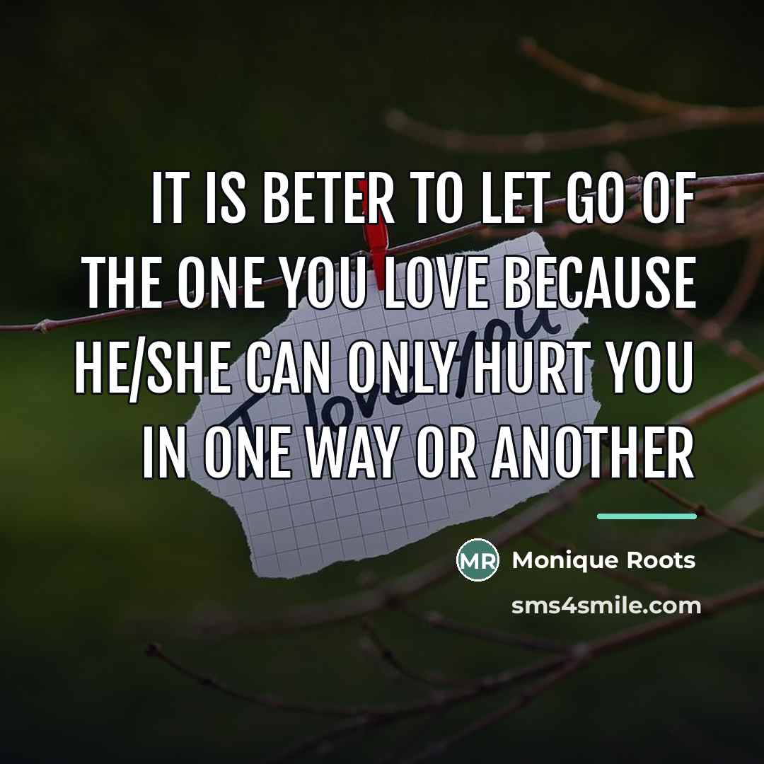 “It is beter to let go of the one you…” quote by Monique Roots
