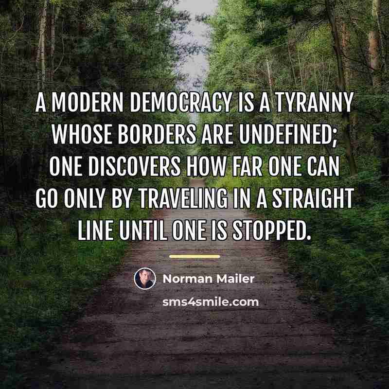 “A modern democracy is a tyranny whose borders are undefined;…” quote by Norman Mailer