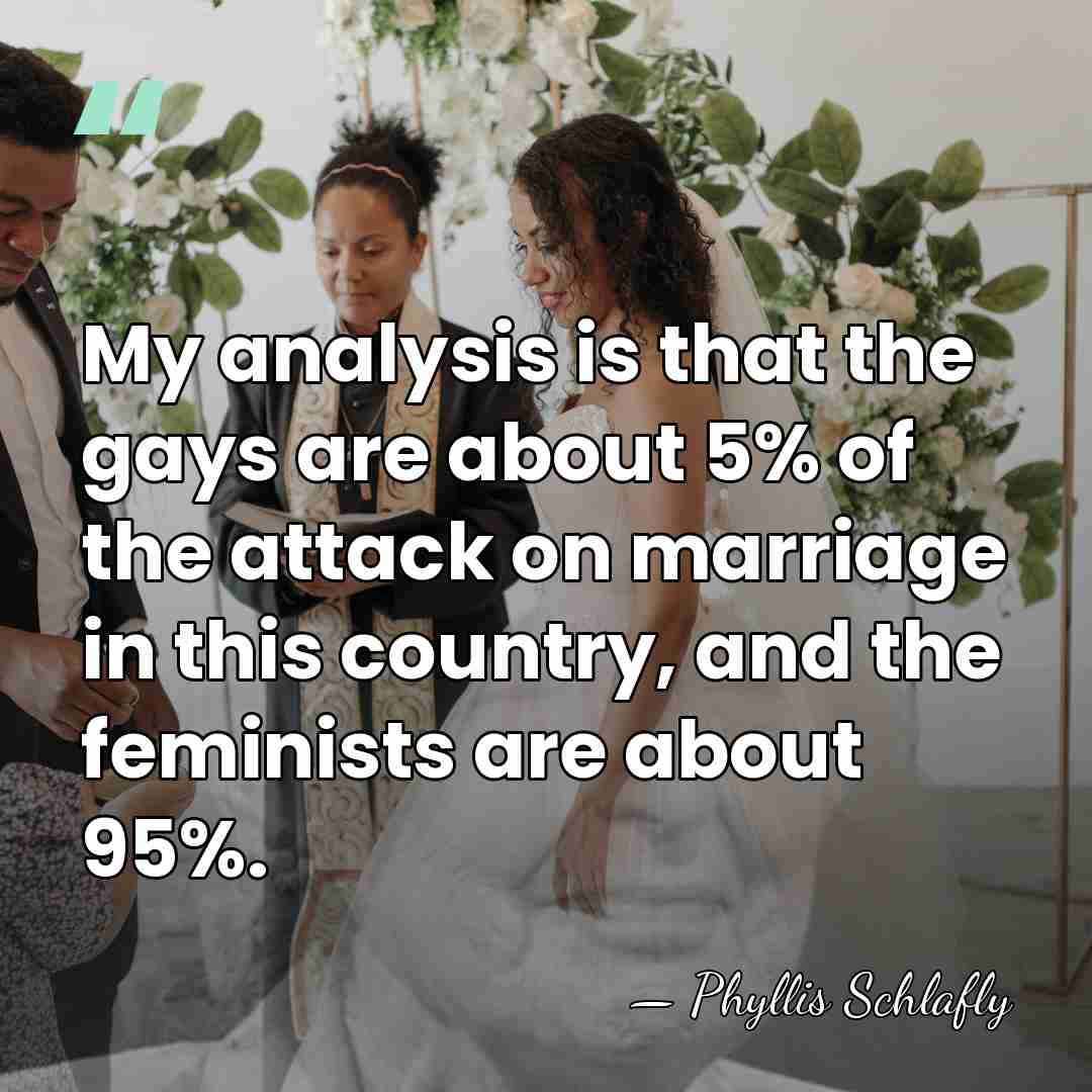 My analysis is that the gays are about 5% of the attack&hellip; - Phyllis Schlafly