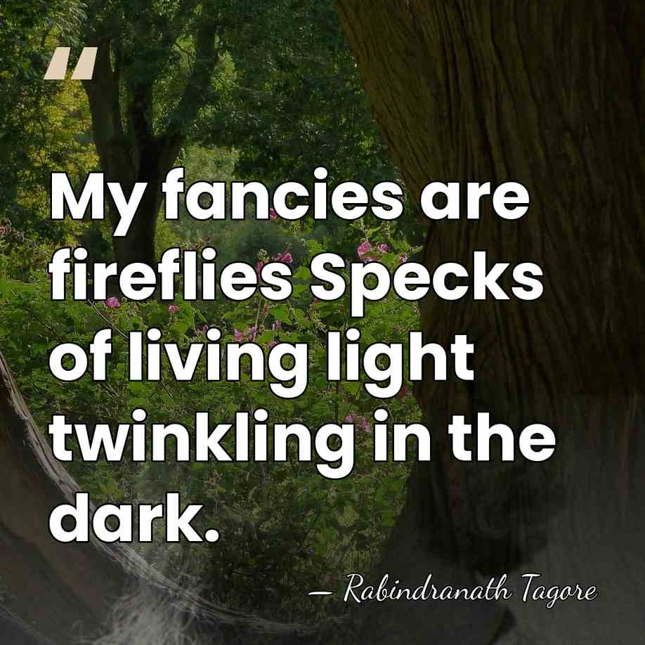 My fancies are fireflies Specks of living light twinkling in the dark. - Rabindranath Tagore