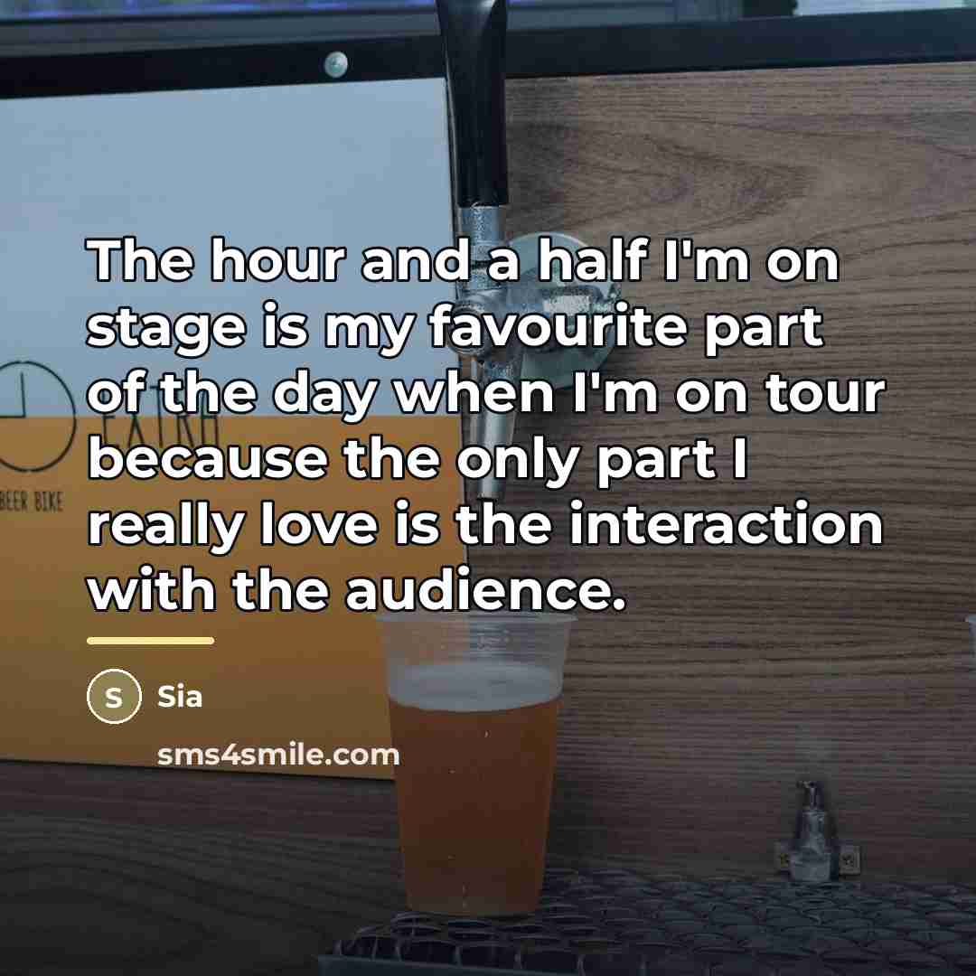 “The hour and a half I'm on stage is my…” quote by Sia