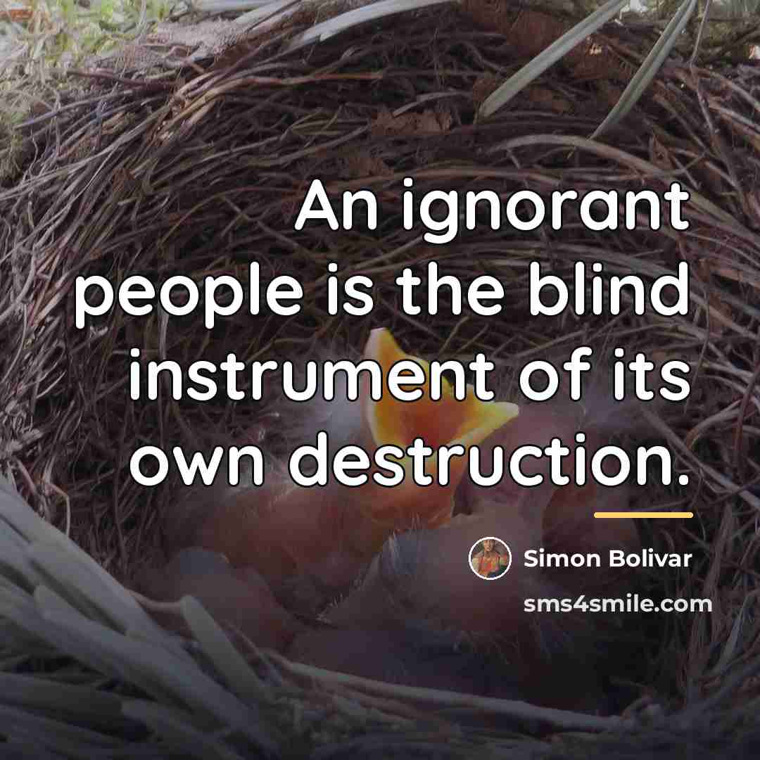 “An ignorant people is the blind instrument of its own…” quote by Simon Bolivar