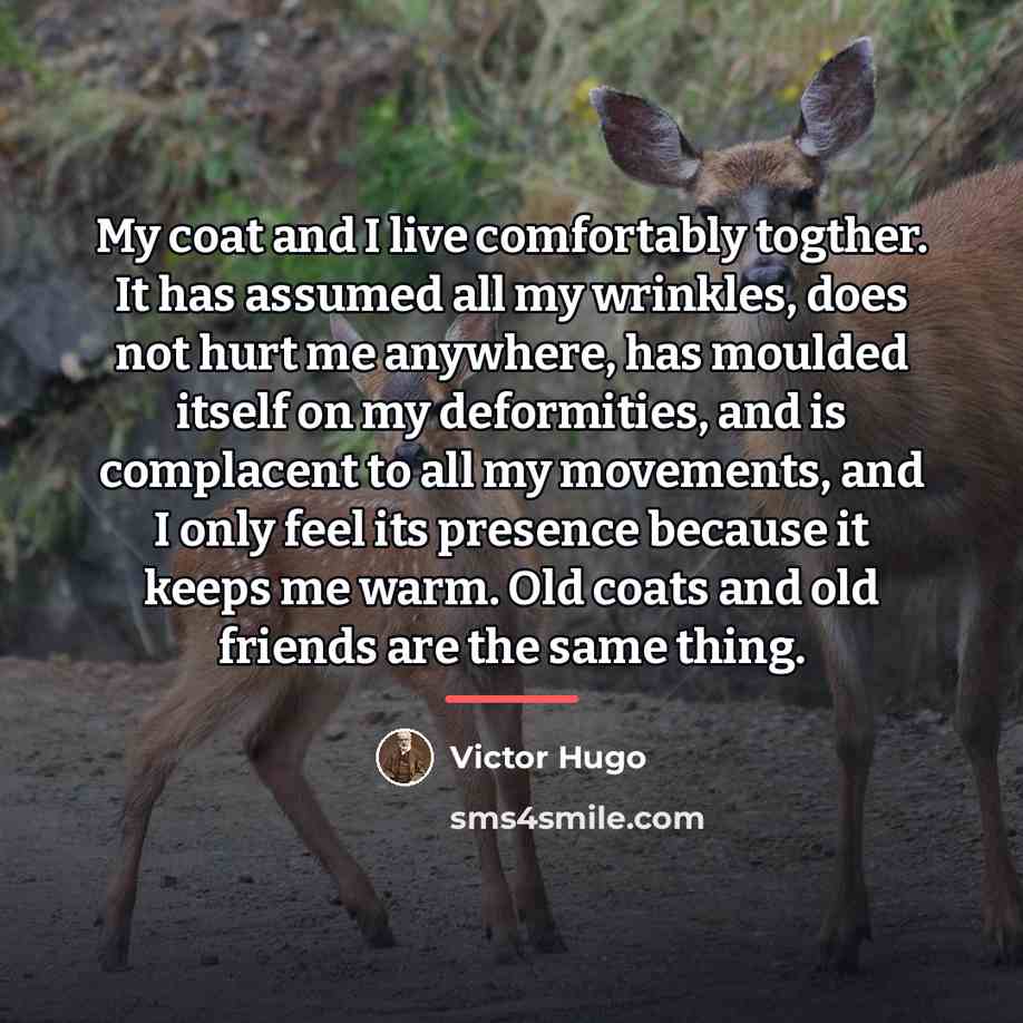 “My coat and I live comfortably togther. It has assumed…” quote by Victor Hugo